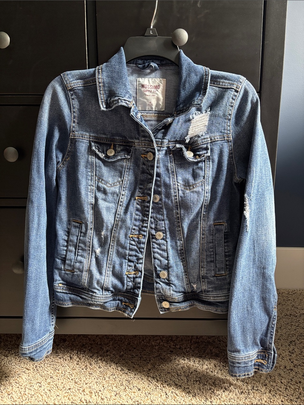 Mossimo‎ Supply Co. Medium Blue Distressed Denim Jacket